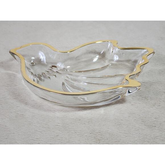 Mikasa Trinket Candy Dish Bird Dove Shaped Clear Glass Gold Trim Accent Vintage - Picture 3 of 9